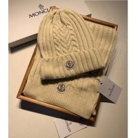 Discount Moncler Knit Hat and Scarf Set 0923 Beige 2022
