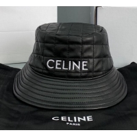 Original Cheap Celine Quilted Lambskin Bucket Hat CE2214 Black 2021