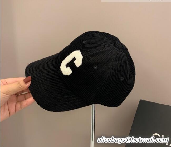 Super Quality Celine Corduroy C Baseball Hat CE3001 Black 2021