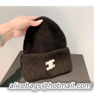 Good Taste Celine Rabbit Fur Knit Hat 122113 Black 2021