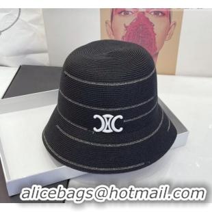 Promotional Celine Paper Straw Bucket Hat 071601 Black 2022