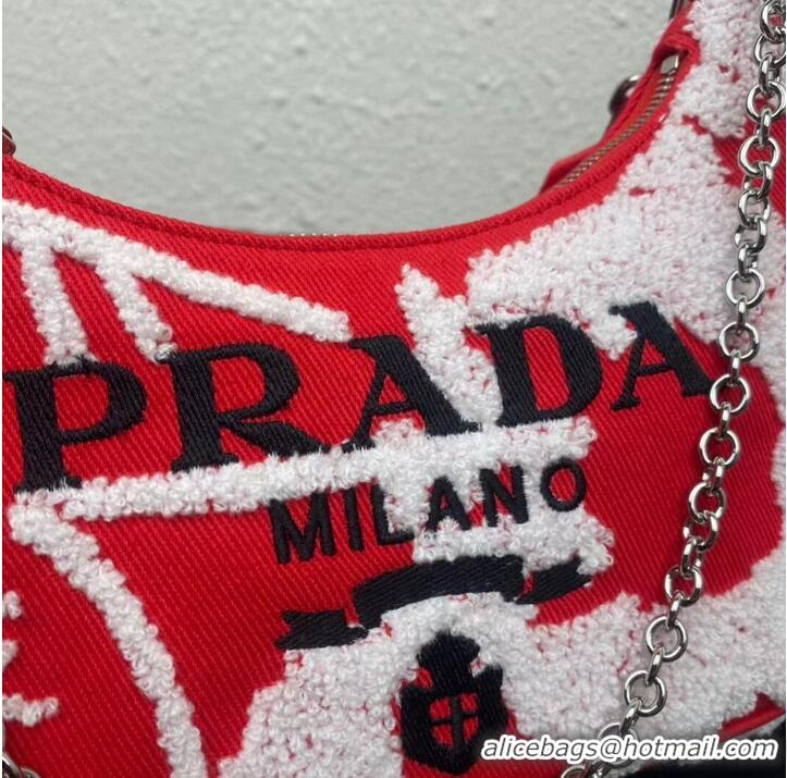 Top Quality Prada Re-Edition 2006 embroidered drill shoulder bag 1BH204 red