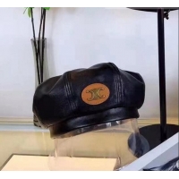 Affordable Price Celine Leather Beret Hat CE3016 Black 2021