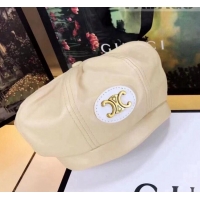 Shop Promotional Celine Leather Beret Hat CE3014 White 2021