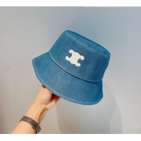 Classic Celine Triomphe Canvas Bucket Hat Denim 060169 Blue 2022