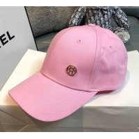 Best Luxury Hermes Canvas Baseball Hat with H Charm 0177 Pink 2021