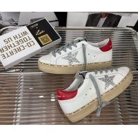 Classic Hot Golden Goose Hi Star Silky Calfskin Sneakers White/Red 080998