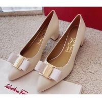 Best Grade Salvatore Ferragamo Alice Vara Bow Point Pumps 5.5cm White 101172