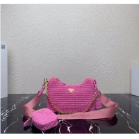 Best Price Prada Re-Edition 2005 raffia bag 1BH204 pink