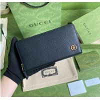 Shop Grade Gucci GG Marmont leather bi-fold zip around wallet 428736 black