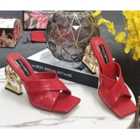 Best Price Dolce&Gabbana DG Embossed Leather Slide Sandals 10.5cm Red 090856