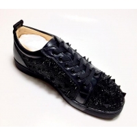 Unique Style Christian Louboutin Louis Junior Spikes Sneakers Black 912052