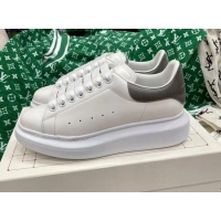 Hot Style Alexander McQueen Oversized Sneakers in White Silky Calfskin with Grey Shiny Back 072333