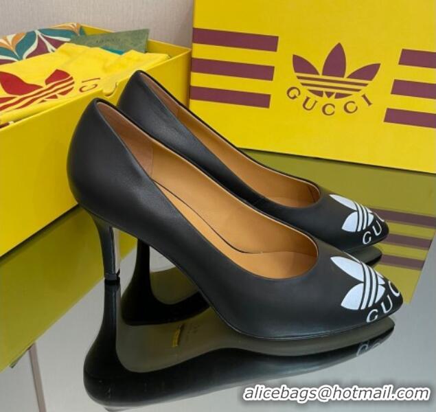 Pretty Style adidas x Gucci Leather Trefoil High Heel Pumps 8.5cm Black 082594