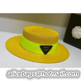 Reasonable Price Bottega Veneta Straw Wide Brim Hat 031120 Yellow 2022