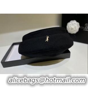 Inexpensive Saint Laurent YSL Fabric Beret Hat 091555 Black 2022