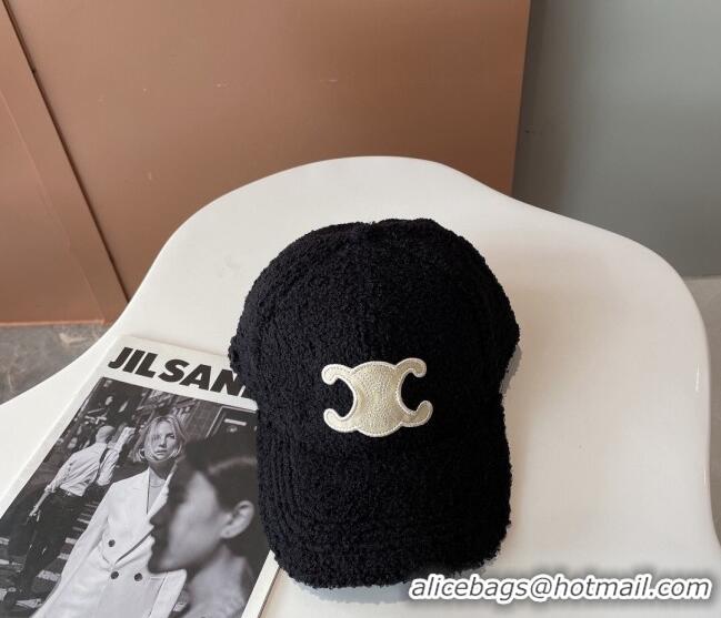 Good Taste Celine Shearling Baseball Hat 1019102 Black 2022