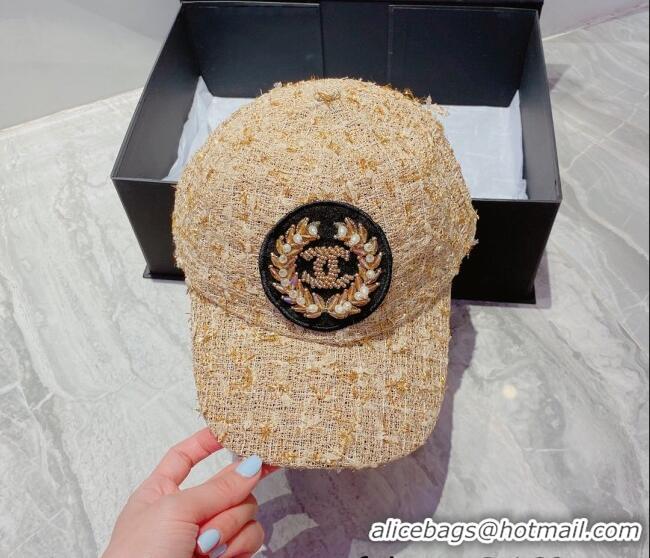 Popular Style Chanel Tweed Baseball Hat 0727 Beige 2022