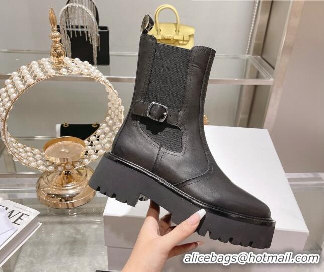 Best Price Celine Calfskin Ankle Boots with Buckle Black 090712