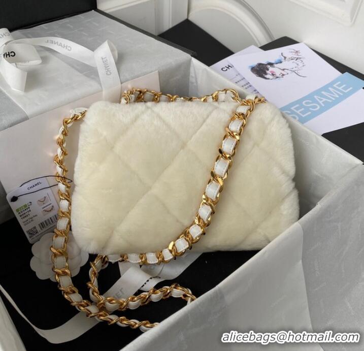 Well Crafted CHANEL SMALL FLAP BAG & Gold-Tone Metal AS3499 white