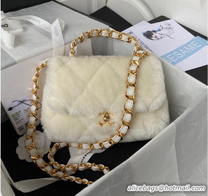 Well Crafted CHANEL SMALL FLAP BAG & Gold-Tone Metal AS3499 white