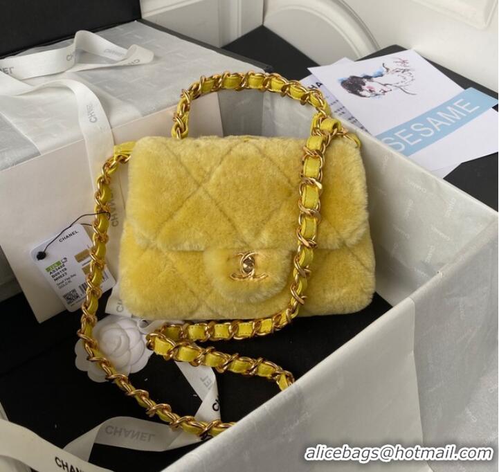 Good Product CHANEL SMALL FLAP BAG & Gold-Tone Metal AS3498 yellow