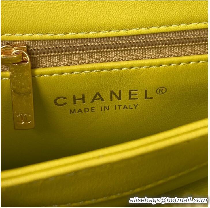 Good Product CHANEL SMALL FLAP BAG & Gold-Tone Metal AS3498 yellow