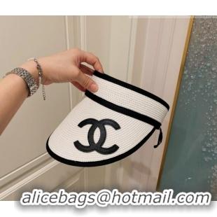 Low Price Chanel Straw Visor Hat 0818 White 2022