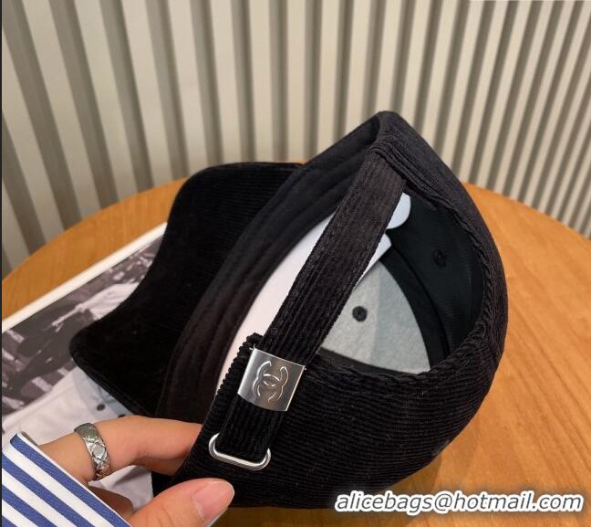 Buy Inexpensive Chanel Corduroy Baseball Hat 101984 Black 2022