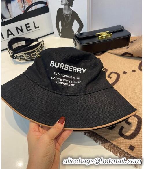 Top Quality Burberry Cotton Bucket Hat 1109 Black 2022