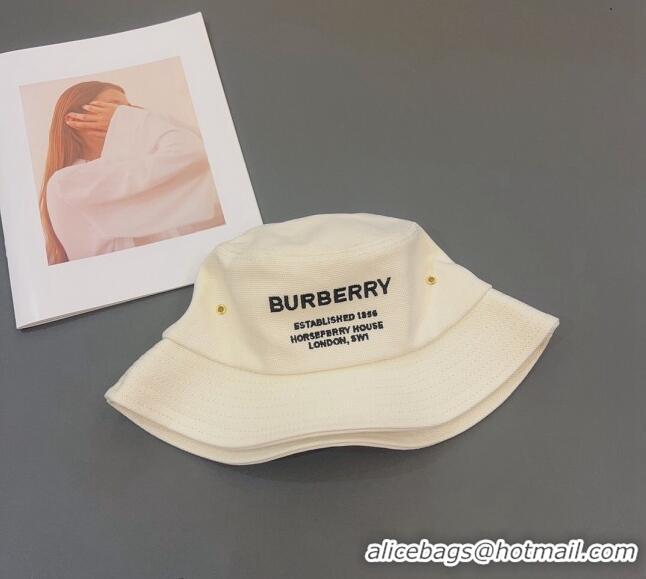 Shop Best Burberry Men's Horseferry Cotton Bucket Hat 1109 White 2022