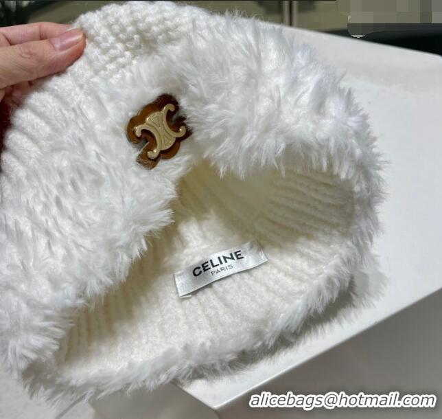 Luxury Cheap Celine Knit Hat 112287 White 2022