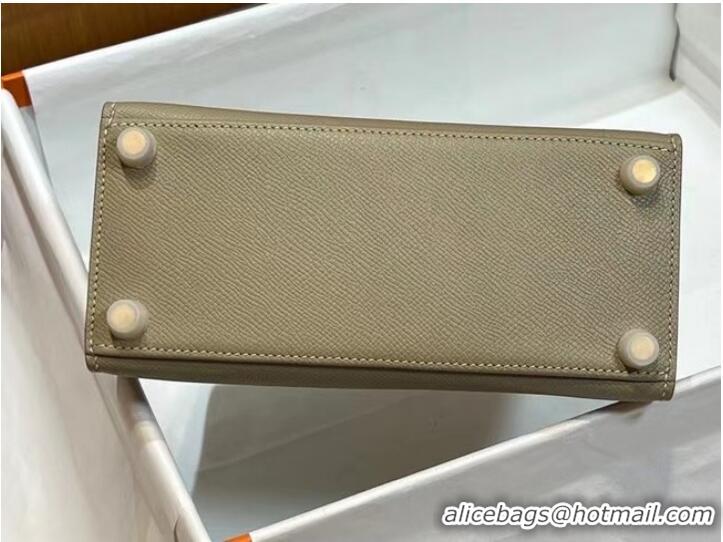 Top Quality Hermes Kelly 20cm Shoulder Bags Epsom KL2750 Pearl grey&gold