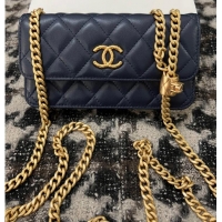 Traditional Specials Chanel WALLET ON CHAIN Lambskin & Gold-Tone Metal 68107 dark blue