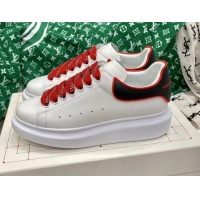Low Cost Alexander McQueen Oversized Sneakers in White Silky Calfskin with Contrasting Back Black 072353