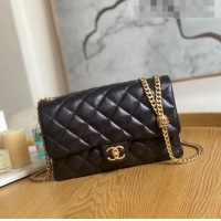 Top Quality Chanel Lambskin Flap Bag with CC Metal Chain AS3609 Dark Brown 2022