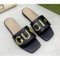 Purchase Gucci 'Gucci' Flat Slide Sandal Black 2081007