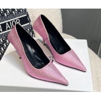 Top Design Balenciaga x Gucci Knife Crystal High Heel Pumps 8.5cm Light Pink 081315
