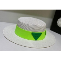 New Style Bottega Veneta Straw Wide Brim Hat 031110 White 2022