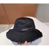 Top Quality Jacquemus Canvas Bucket Hat 091503 Black 2022