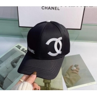 Shop Grade Chanel Canvas Baseball Hat CH2401 Black 2022