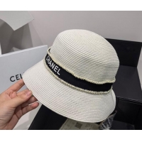 Famous Brand Chanel Straw Bucket Hat 043008 White 2022