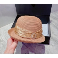 Reasonable Price Chanel Straw Bucket Hat with Crystal Buckle CH2420 Beige 2022