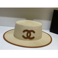 Modern Classic Chanel Straw Wide Brim Hat 070695 Beige 2022