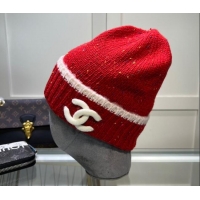 Good Product Chanel Knit Hat CH0930 Red/Multicolor 2022