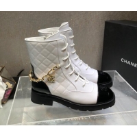 Purchase Chanel Quilted Calfskin Ankle Boots with Chain White 092112