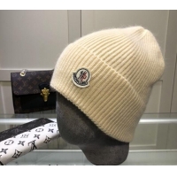 Good Quality Moncler Wool Knit Hat Cream 110903 White 2022