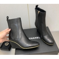 Fashion Chanel Stretch Lambskin Wedge Ankle Boots G39428 6cm