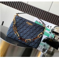 Promotional Fendi O Lock Zipper Dark blue tapestry fabric bag 8BR805A