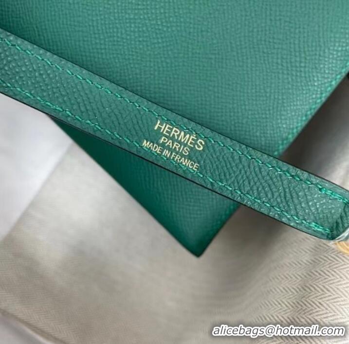 Classic Grade Hermes Kelly 25cm Shoulder Bags Epsom KL2755 Lake green&gold-Tone Metal